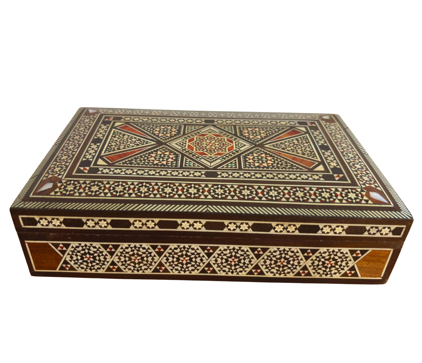 Vintage 1970 Damaszener Schmuckdose – Perlmutt-Intarsienkunst