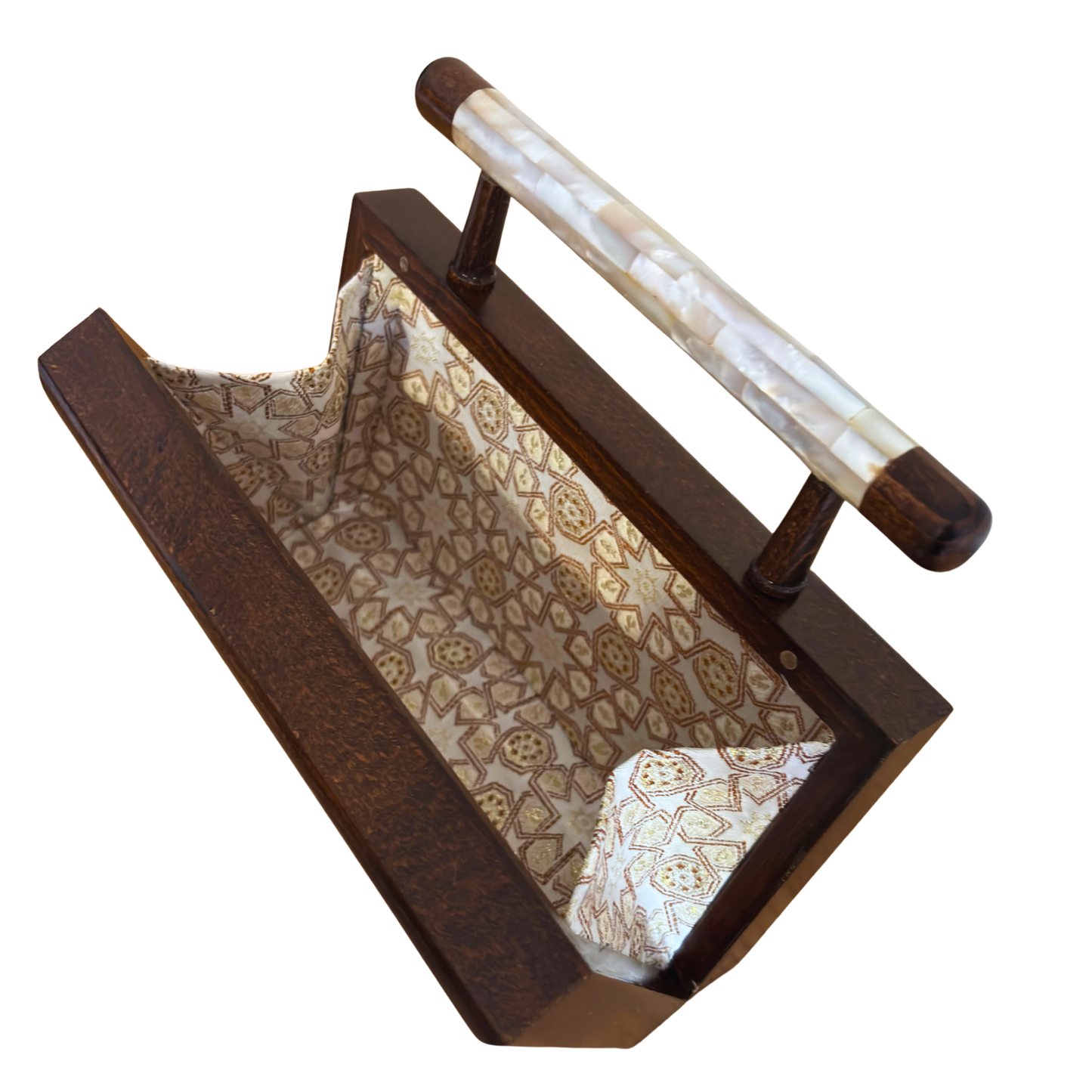 The Celestial Star – Handcrafted Damascene Clutch in Walnut Wood with Mother of Pearl Inlay