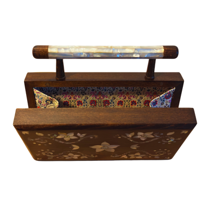 Sham – Bolso Damasquino de Lujo con Nácar Floral y Forro de Brocado