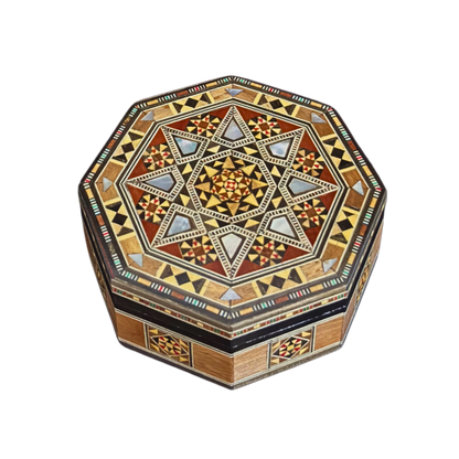 Handgefertigte Mosaik-Schatulle aus Damaskus – Perlmutt & Samt