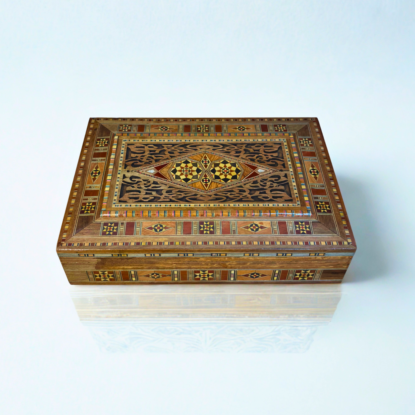 Damascene Mosaic Jewelry & Keepsake Box – Handcrafted Elegance