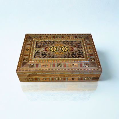 Damascene Mosaic Jewelry & Keepsake Box – Handcrafted Elegance