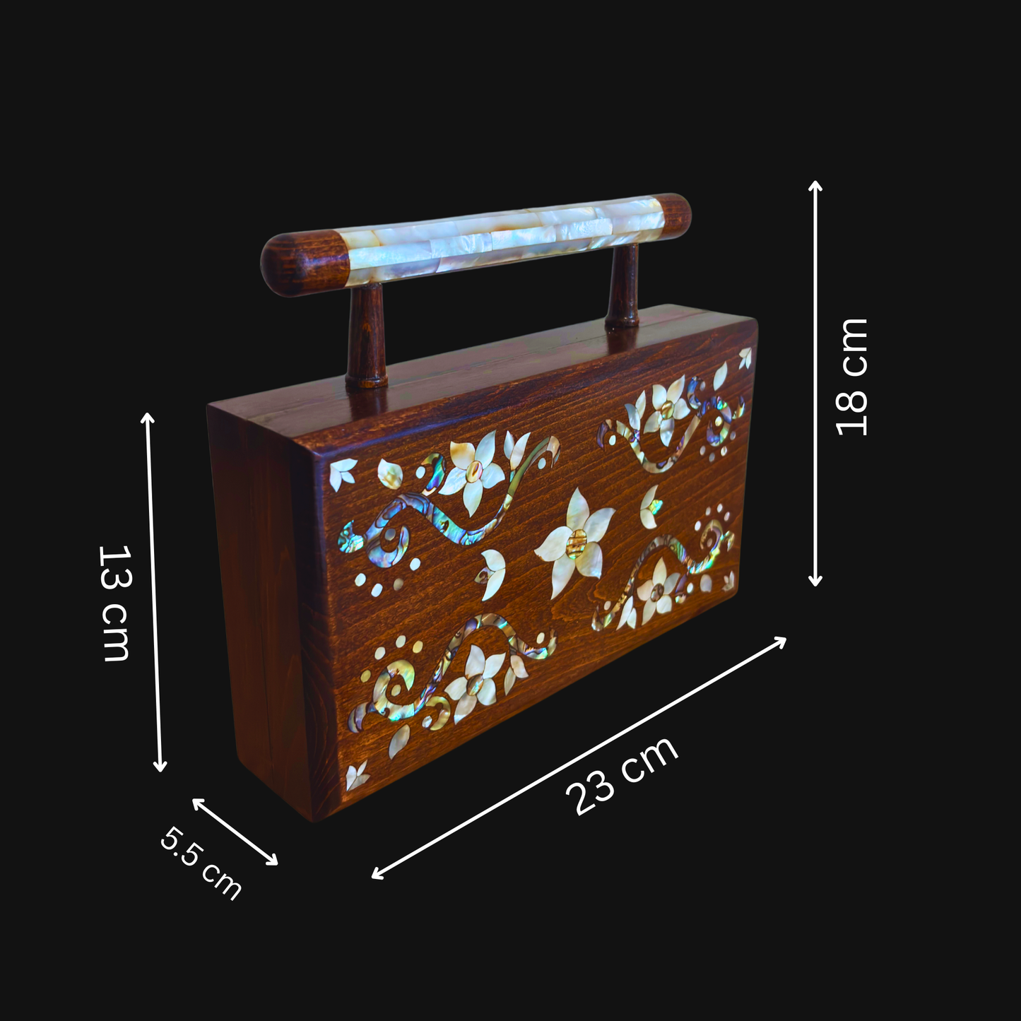 Sham – Bolso Damasquino de Lujo con Nácar Floral y Forro de Brocado