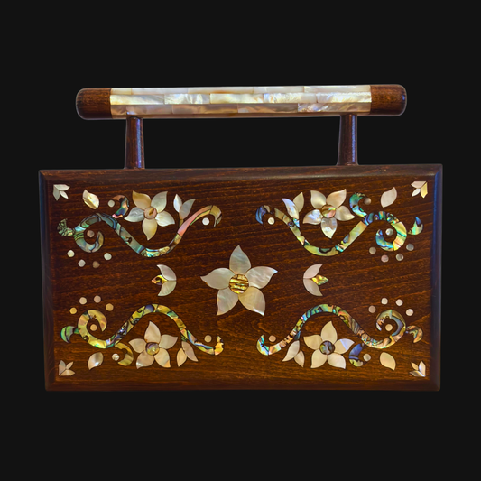 Sham – Lüks Şam El Çantası, Çiçek Motifli Sedef İşleme ve Brokar Astar