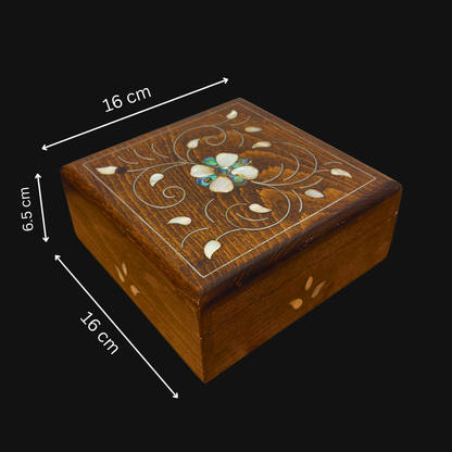 Handgemaakte Damaskus Luxe Doos – Parelmoer & Fluweel