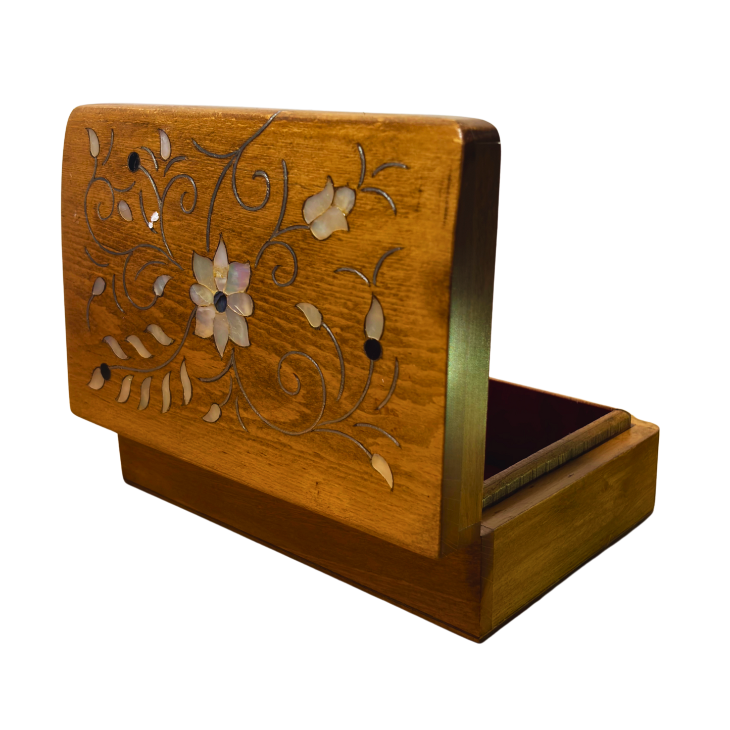 Handgemaakte Damascene Luxe Doos – Parelmoer & Fluweel