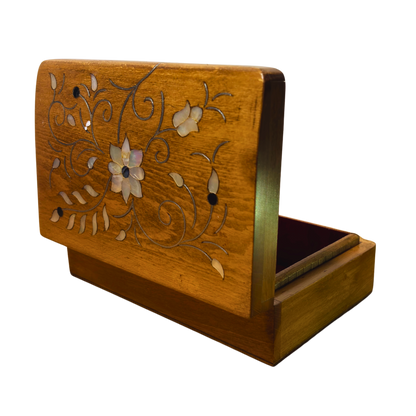 Handgemaakte Damascene Luxe Doos – Parelmoer & Fluweel