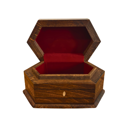 Handgesneden Beukenhouten Doos – Parelmoer & Fluwelen Binnenkant, Tijdloos Oosters Design