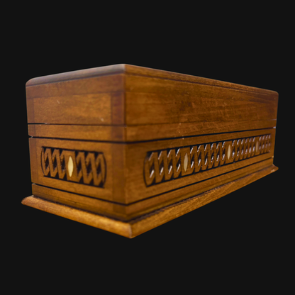 Handgesneden Luxe Doos uit Damascus – Parelmoer & Fluweel