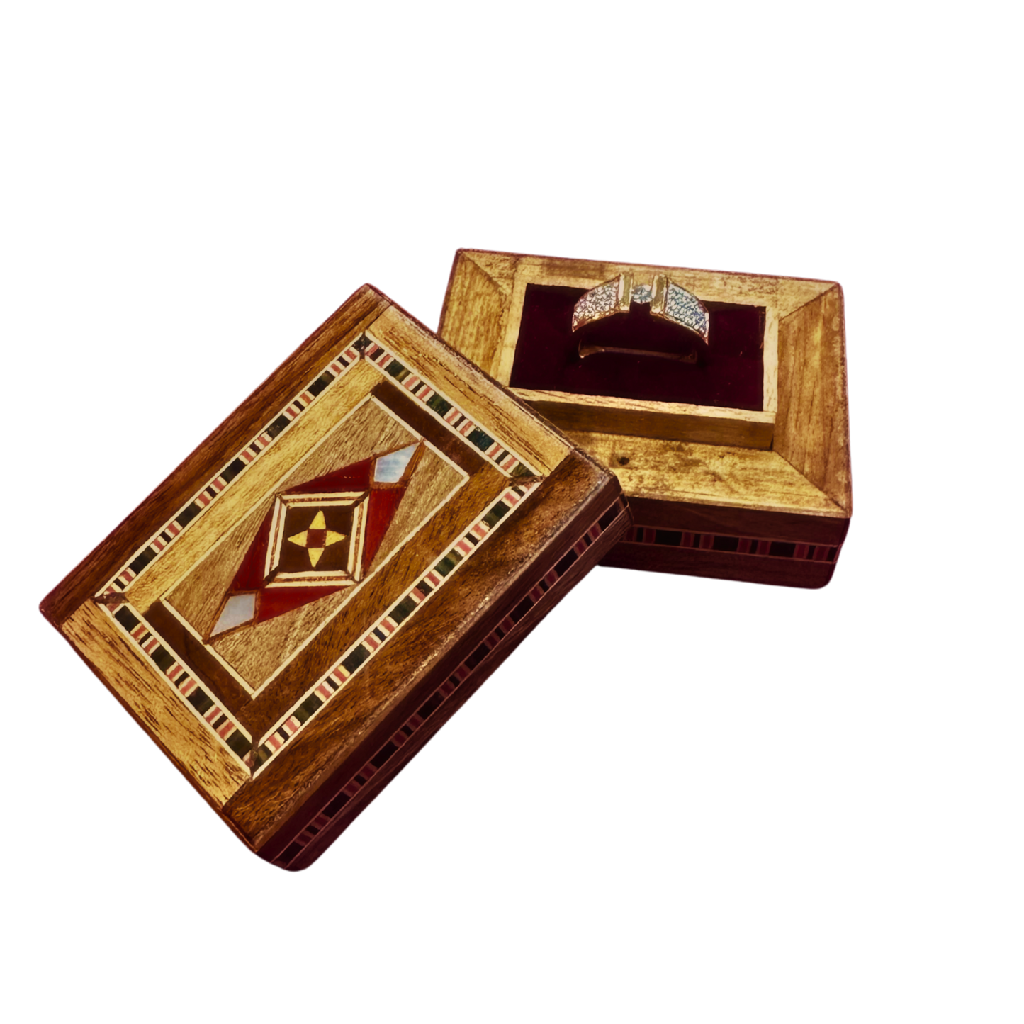 Boîte à Bague en Mosaïque Artisanale de Damas – Art & Velours