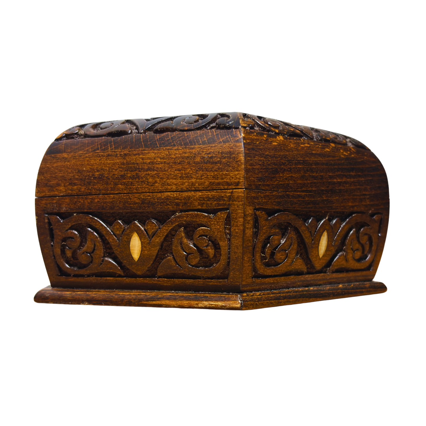 Handgesneden Luxe Doos uit Damascus – Parelmoer & Fluweel