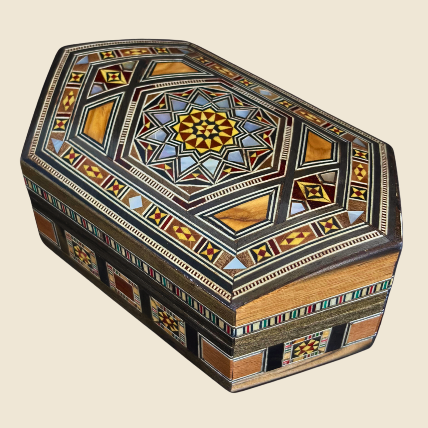 Artisan Damascene Mosaic Box – Mother of Pearl & Velvet