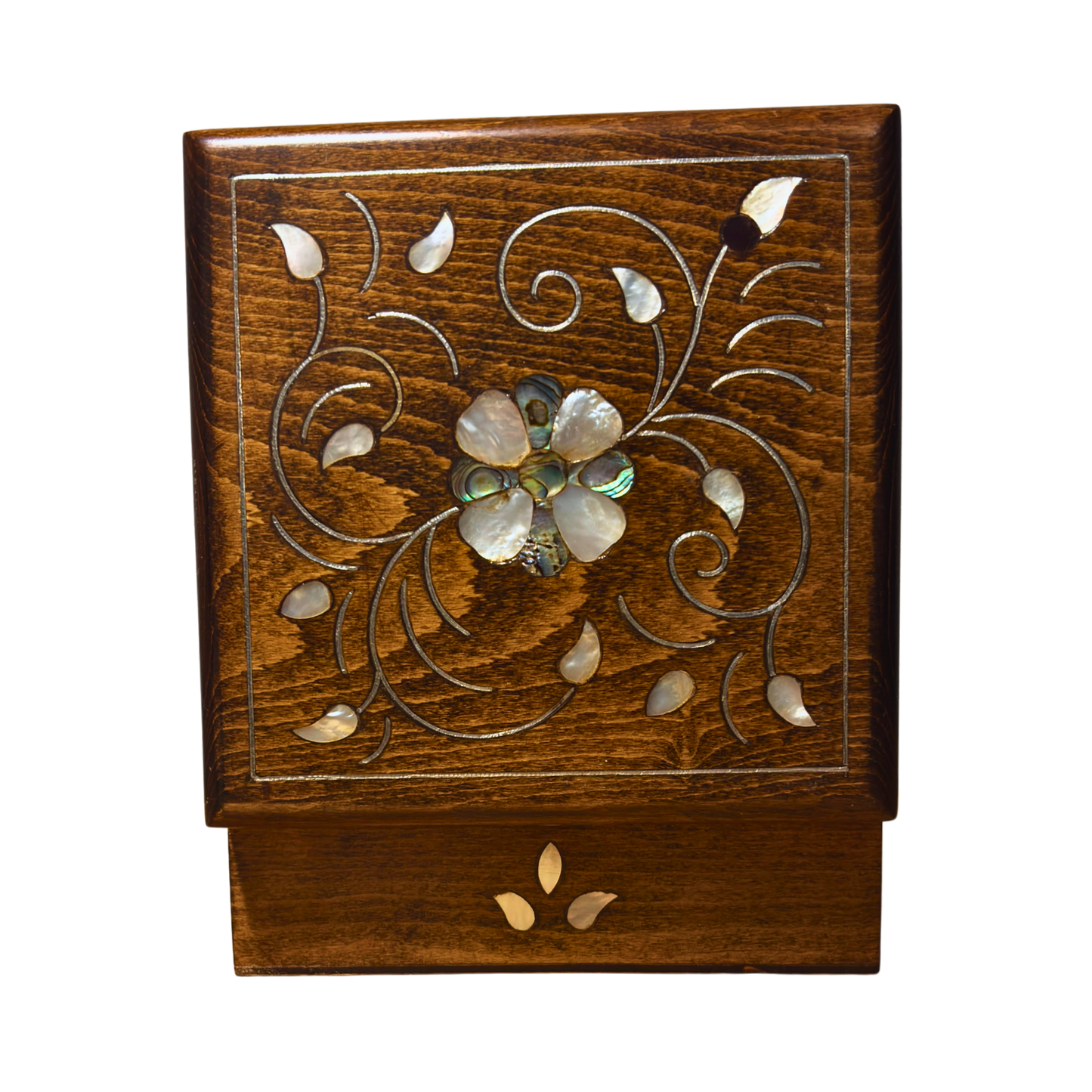 Handgemaakte Damaskus Luxe Doos – Parelmoer & Fluweel