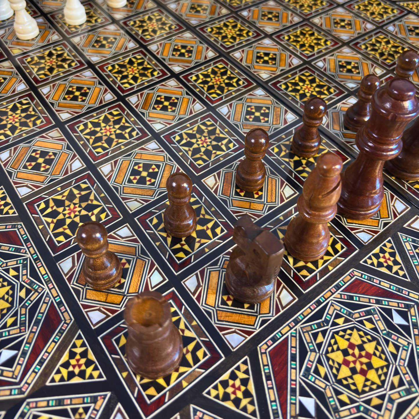 Heritage Chess & Backgammon Set – Damascene Mosaic Craftsmanship
