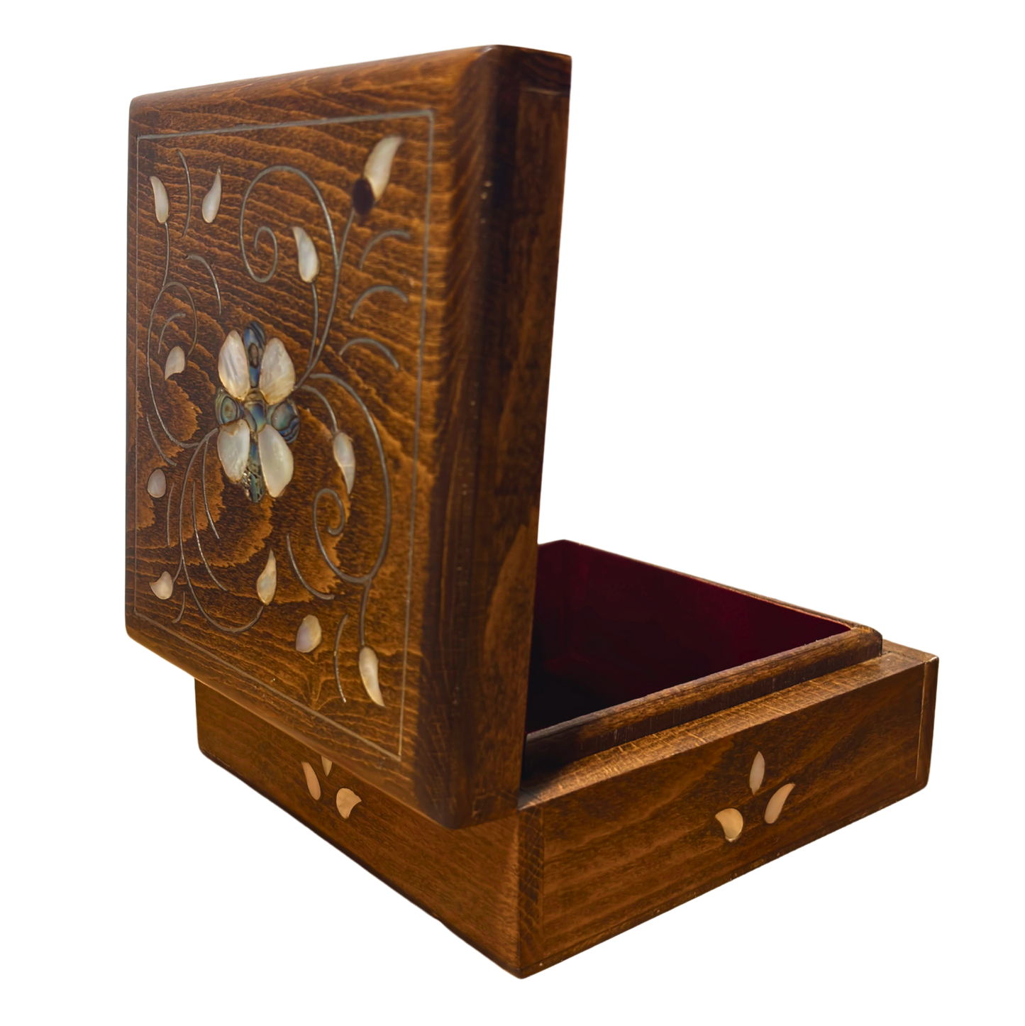 Handgemaakte Damaskus Luxe Doos – Parelmoer & Fluweel