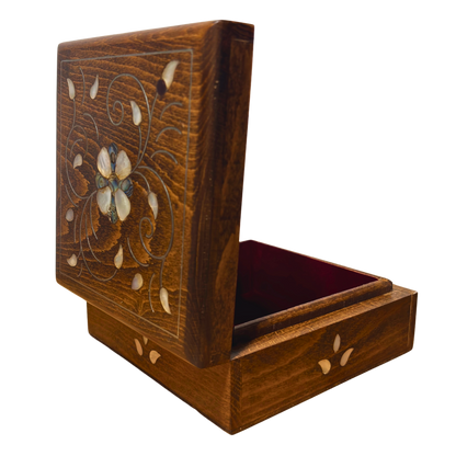 Handgemaakte Damaskus Luxe Doos – Parelmoer & Fluweel