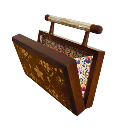 Sham – Bolso Damasquino de Lujo con Nácar Floral y Forro de Brocado