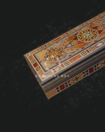 Scatola Damascena per Gioielli, Penne e Rosario – Fatto a Mano con Madreperla