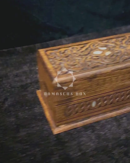 Handgefertigte Luxus-Schatulle aus Damaskus – Perlmutt & Samt