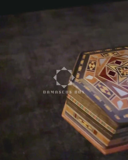 Şam El Yapımı Mozaik Kutu – Geleneksel Sanat & Kadife İç Yüzey